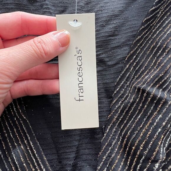 NWT Francesca’s Long Sleeve Wrap V-Neck Top glitter Embellished Size XS - Picture 8 of 10